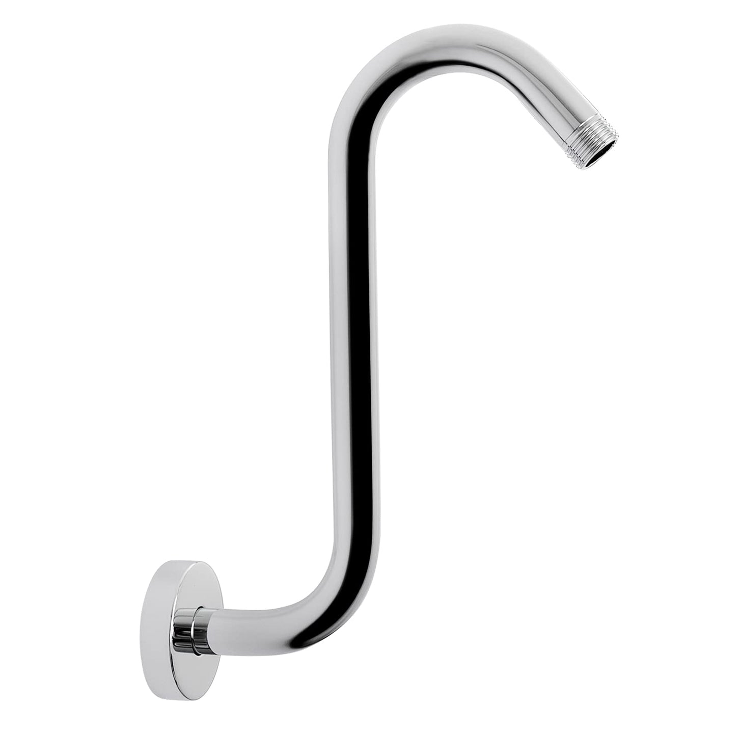 NearMoon S Shaped Shower Head Riser Pipe, Shower Extender Arm with Flange, Standard 1/2" Connection- Bathroom Accessory, 10 Inch (1 Pack, Chrome)