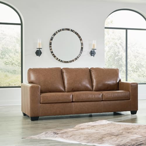 Signature Design by Ashley Bolsena Contemporary Leather Match Sofa, Dark Brown