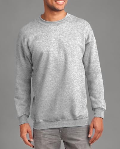 JustBlanks Fleece Sweatshirt for Men Tall Men’s Sweatshirt Crewneck Sweatshirt Relaxed-Fit Pullover Sweatshirt - Ash - 2XLT