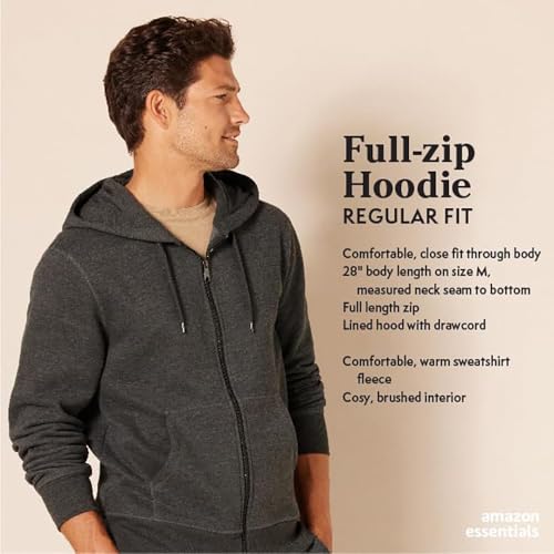 Amazon Essentials Men's Full-Zip Fleece Hoodie (Available in Big & Tall), Black, 4X-Large Big Tall