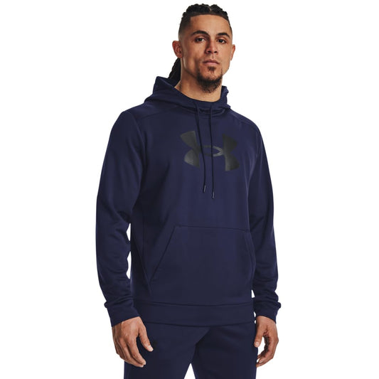 Under Armour mens Armour Fleece Big Logo Hoodie, (410) Midnight Navy / / Black, Large Tall