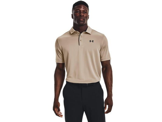 Under Armour Men's Tech Golf Polo, (236) Sahara / / Black, Small Tall