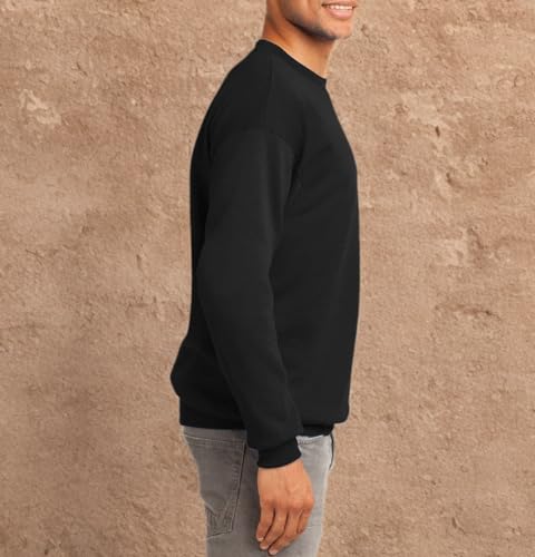 JustBlanks Fleece Sweatshirt for Men Tall Men’s Sweatshirt Crewneck Sweatshirt Relaxed-Fit Pullover Sweatshirt - Jet Black - 3XLT