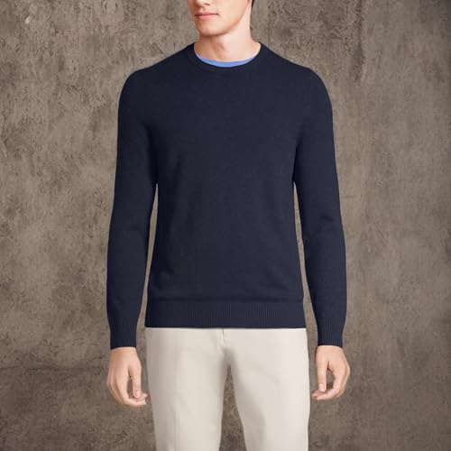 Lands' End Mens Fine Gauge Cashmere Sweater Radiant Navy Tall X-Large