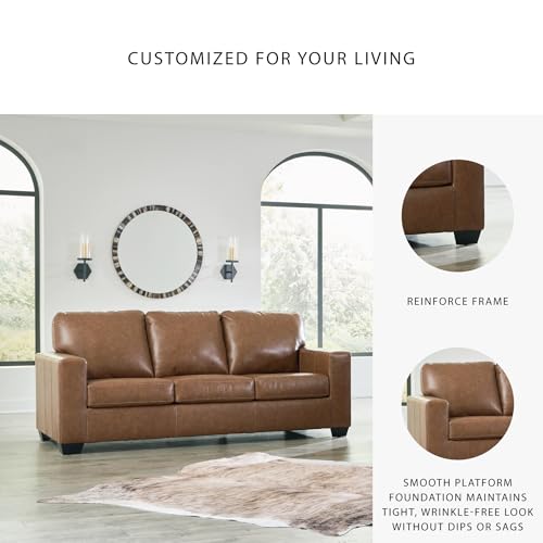 Signature Design by Ashley Bolsena Contemporary Leather Match Sofa, Dark Brown