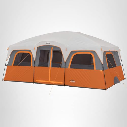 CORE 12 Person Tent | Large Multi Room Family Cabin Tent with Carry Bag for Outdoor Car Camping | Included Storage Pockets for Camping Accessories
