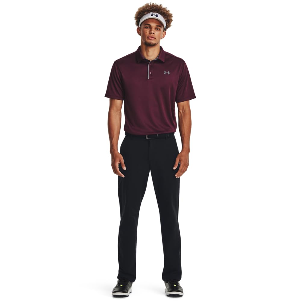 Under Armour Men's Tech Golf Polo, (601) Dark Maroon / / Pitch Gray, Large Tall
