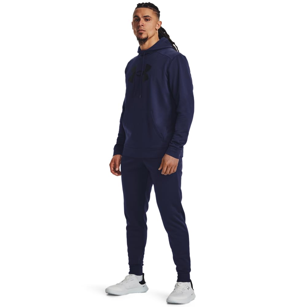 Under Armour mens Armour Fleece Big Logo Hoodie, (410) Midnight Navy / / Black, Large Tall
