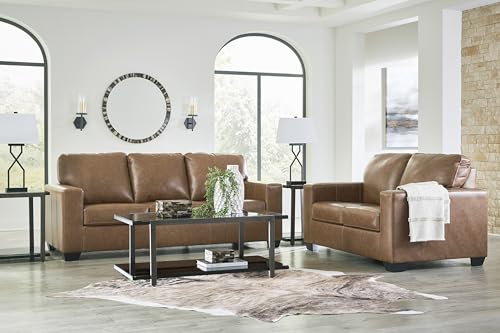 Signature Design by Ashley Bolsena Contemporary Leather Match Sofa, Dark Brown