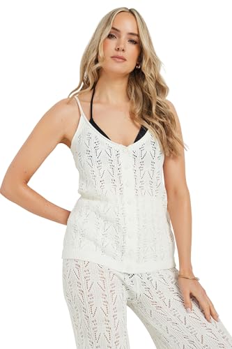 Long Tall Sally Lts Tall Pointelle Knit Button Cami Top Ivory 6-8