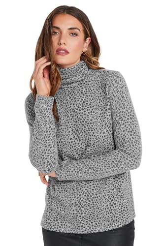 Long Tall Sally LTS Tall Soft Touch Animal Print Top Light Grey 14