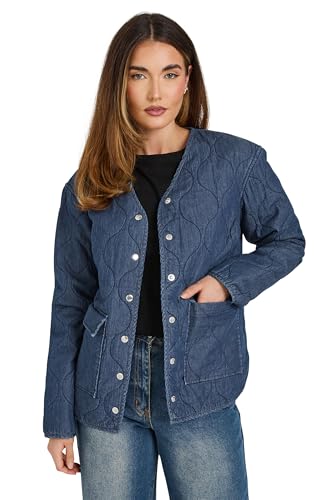 Long Tall Sally Lts Tall Denim Quilted Jacket Dark Blue 16