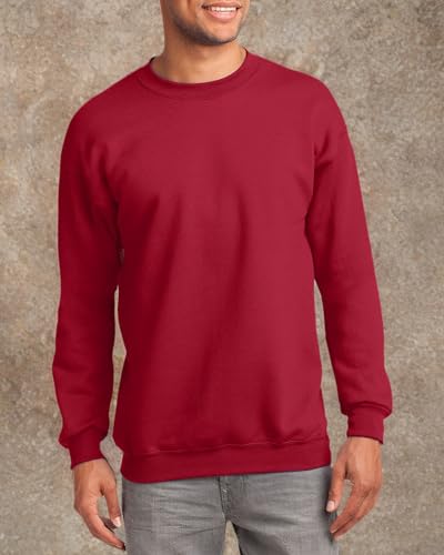 JustBlanks Fleece Sweatshirt for Men Tall Men’s Sweatshirt Crewneck Sweatshirt Relaxed-Fit Pullover Sweatshirt - Red - 3XLT