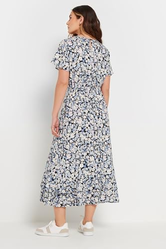Long Tall Sally LTS Tall Woven Floral Tie Waist Midaxi Dress Blue 12