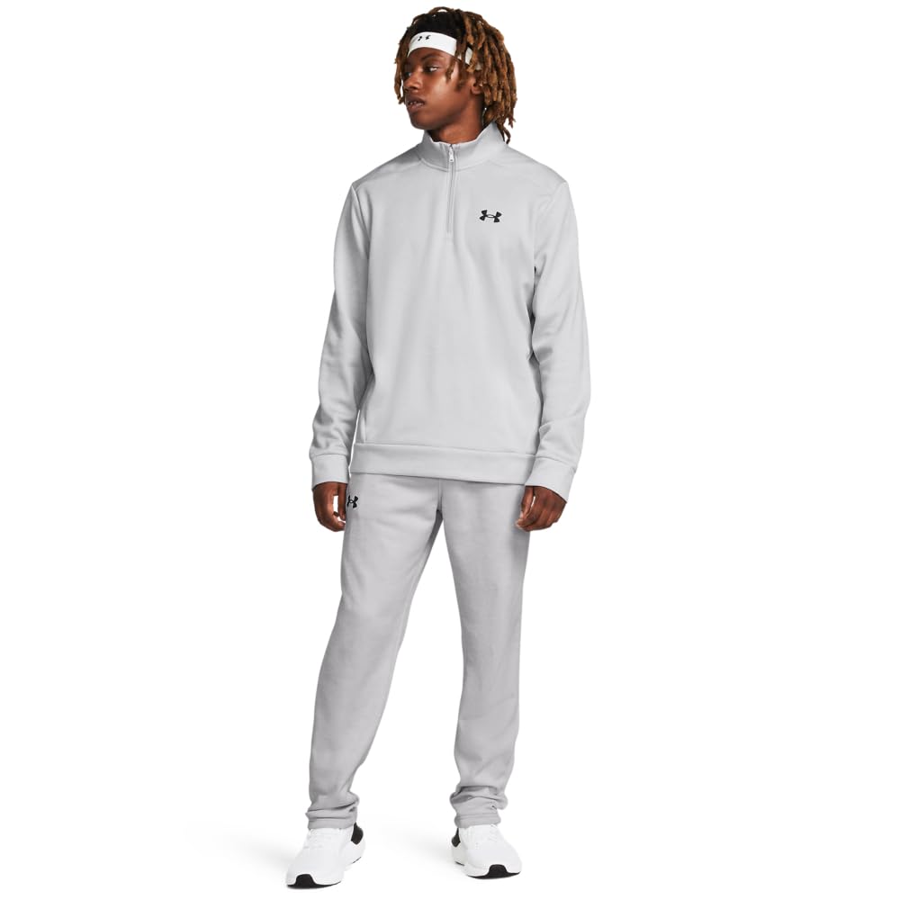 Under Armour mens Armour Fleece Twist Quarter Zip, (015) Halo Gray / / Black, 3X-Large Tall