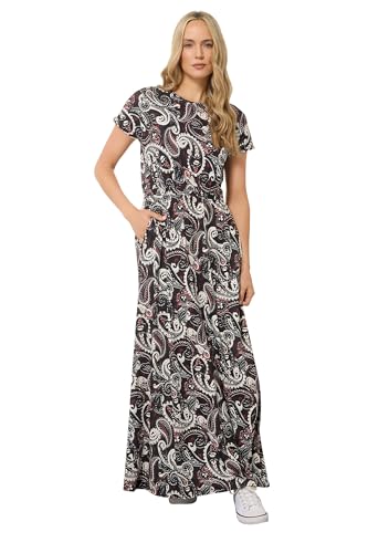 Long Tall Sally LTS Tall Paisley Shirred Waist Maxi Dress Black 10