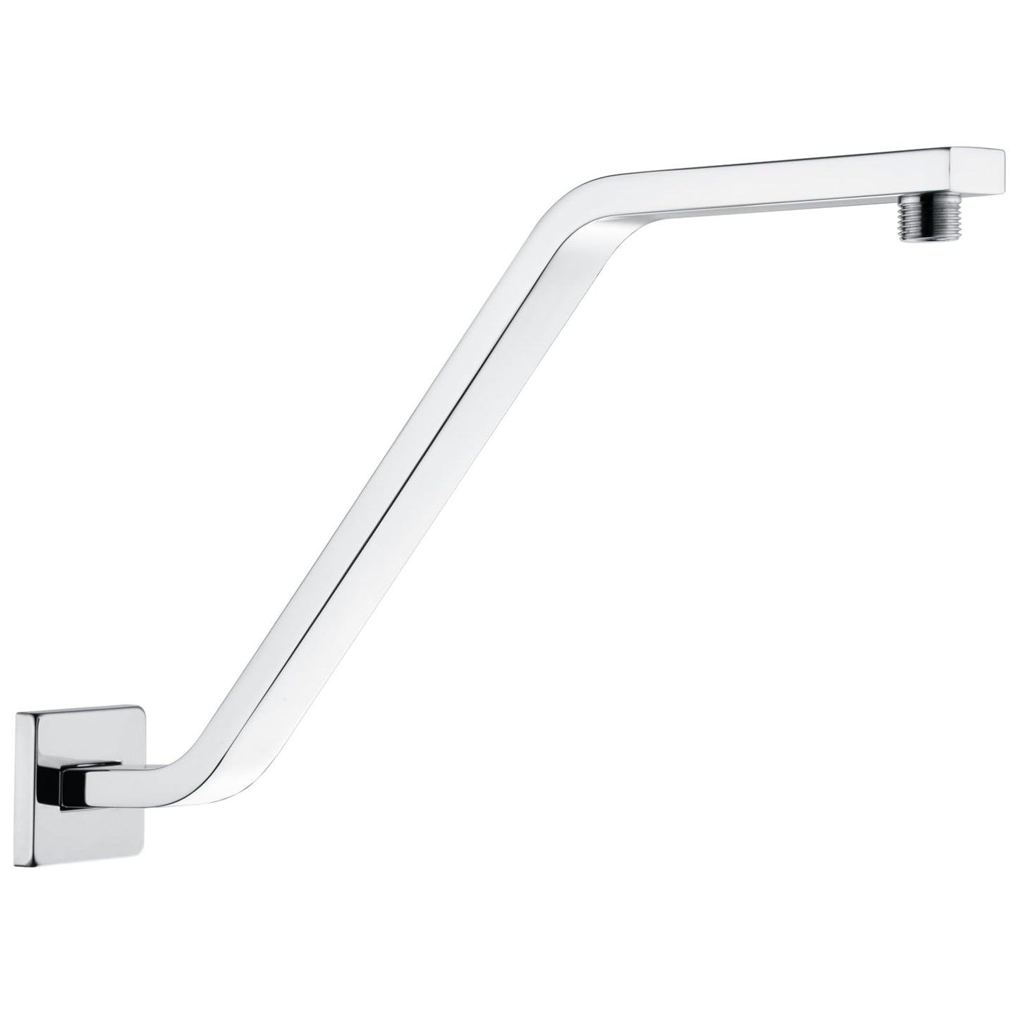 Square Shower Head Extension Arm with Flange 16.5 Inch Extra Long S Shaped Shower Head Riser Pipe, Uvish Stainless Steel High Rise Goose Neck Shower Extender, Standard 1/2" Connection, White
