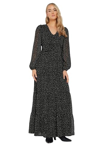 Long Tall Sally LTS Tall Chiffon Spot Tiered Maxi Dress Black 8
