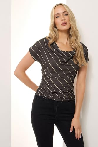 Long Tall Sally LTS Tall Striped Cowl Neck Top Brown 18-20