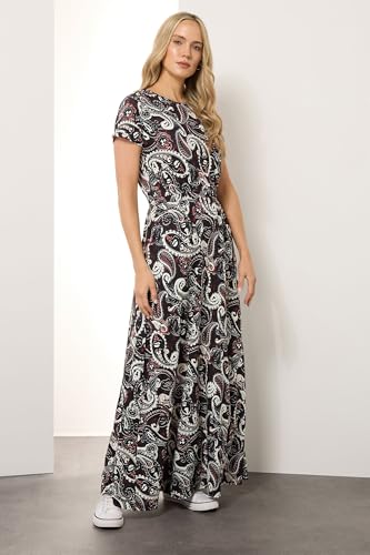 Long Tall Sally LTS Tall Paisley Shirred Waist Maxi Dress Black 10