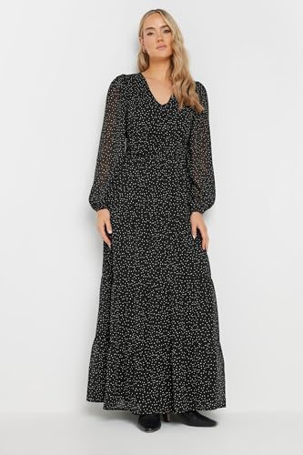 Long Tall Sally LTS Tall Chiffon Spot Tiered Maxi Dress Black 8