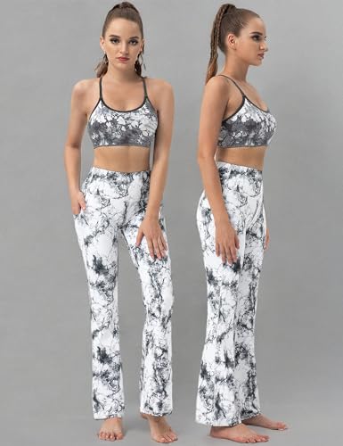 BUBBLELIME 29"/31"/33"/35" 4 Styles Women's Tummy Control Bootcut Yoga Pants - Side Pockets_ARABESCATO M-35 Inseam