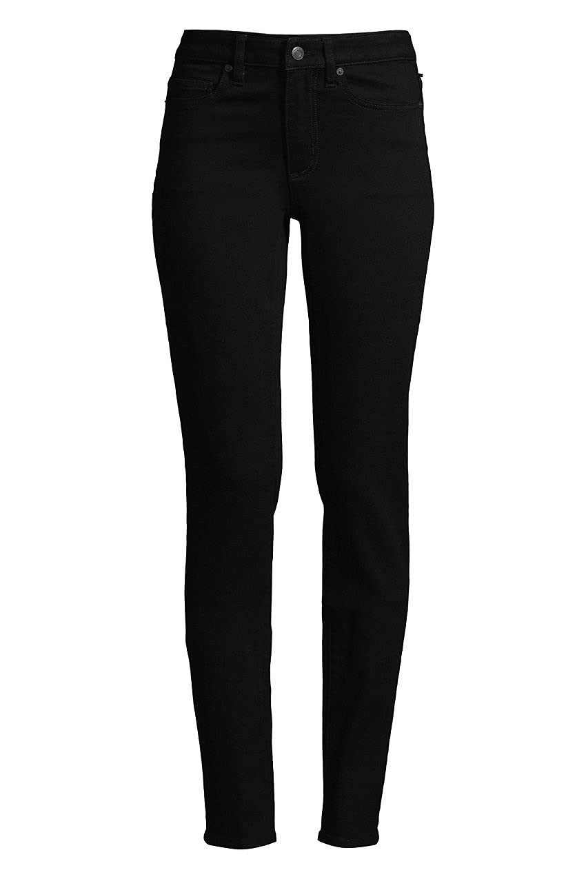 Lands' End Women's Mid Rise Straight Leg Jeans Black Regular 18 32