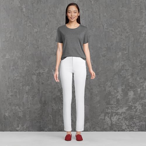 Lands' End Womens Short Sleeve Relaxed Supima Cotton Crew Neck T Shirt Charcoal Heather Tall Small