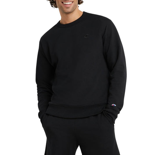 Champion Men's Crewneck Fleece Sweatshirt, Standard Fit, Midweight, Available in Regular and Big, Black-C Logo, 3X-Large Tall