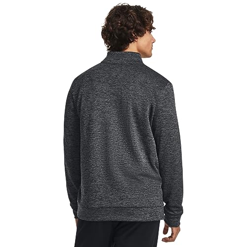 Under Armour mens Armour Fleece Twist Quarter Zip, (001) Black / / Black, Small Tall
