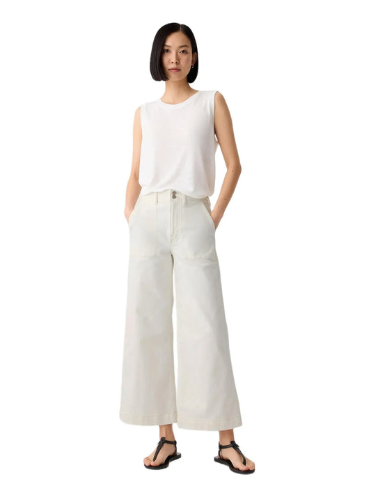 GAP Womens High Rise Wide Leg Jeans Vintage White 28 REG