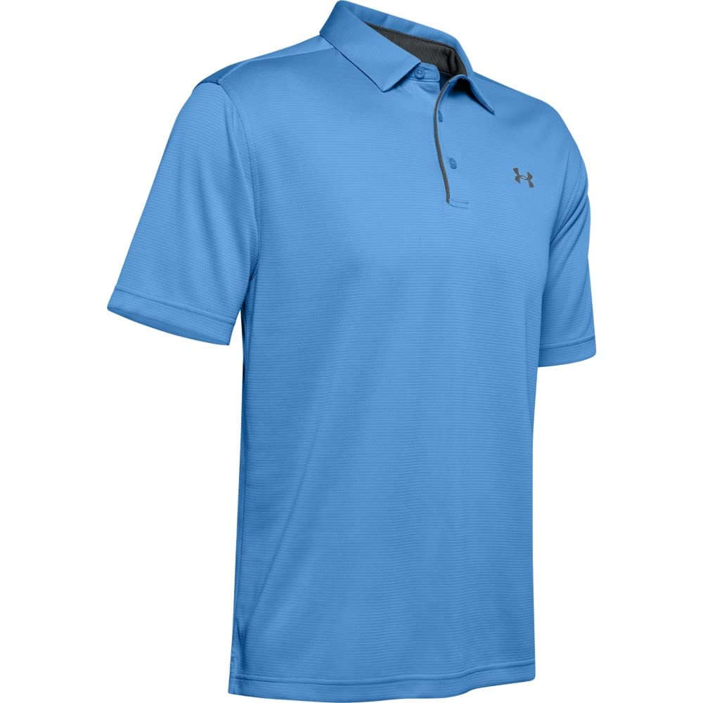 Under Armour Men's Tech Golf Polo, Carolina Blue (475)/Pitch Gray, Small Tall