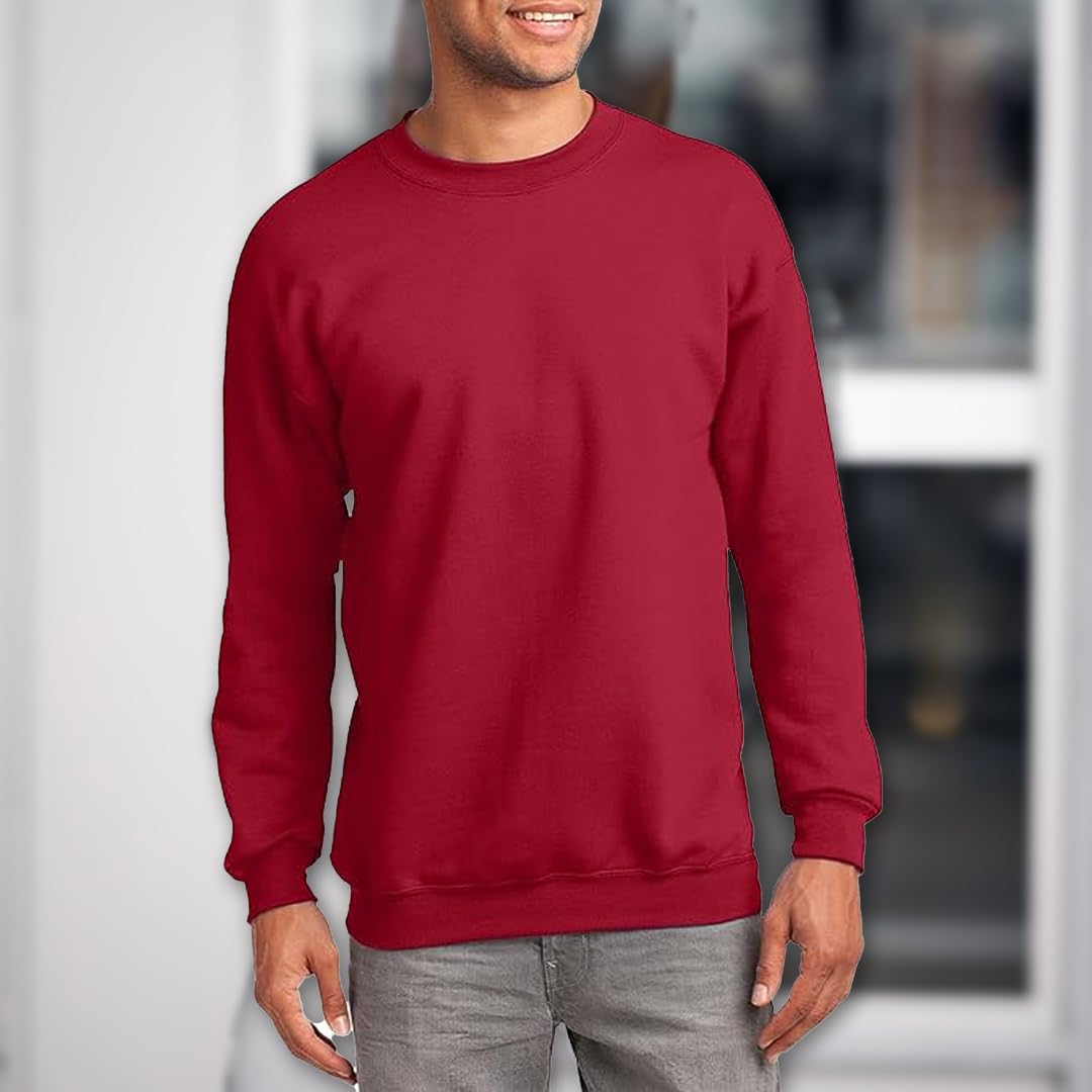 JustBlanks Fleece Sweatshirt for Men Tall Men’s Sweatshirt Crewneck Sweatshirt Relaxed-Fit Pullover Sweatshirt - Red - 3XLT
