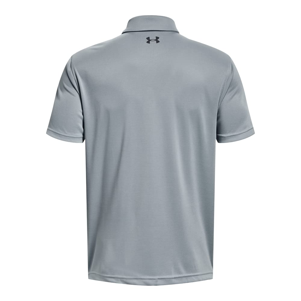 Under Armour Men's Tech Golf Polo, (465) Harbor Blue / / Pitch Gray, Small Tall