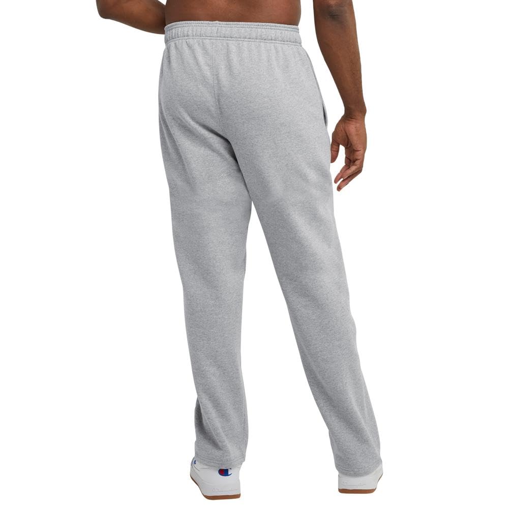 Champion Men's Open-Bottom Fleece Sweatpants, Standard Fit, Midweight, Available in Regular and Big, Oxford Gray-C Patch Logo, XX-Large Tall