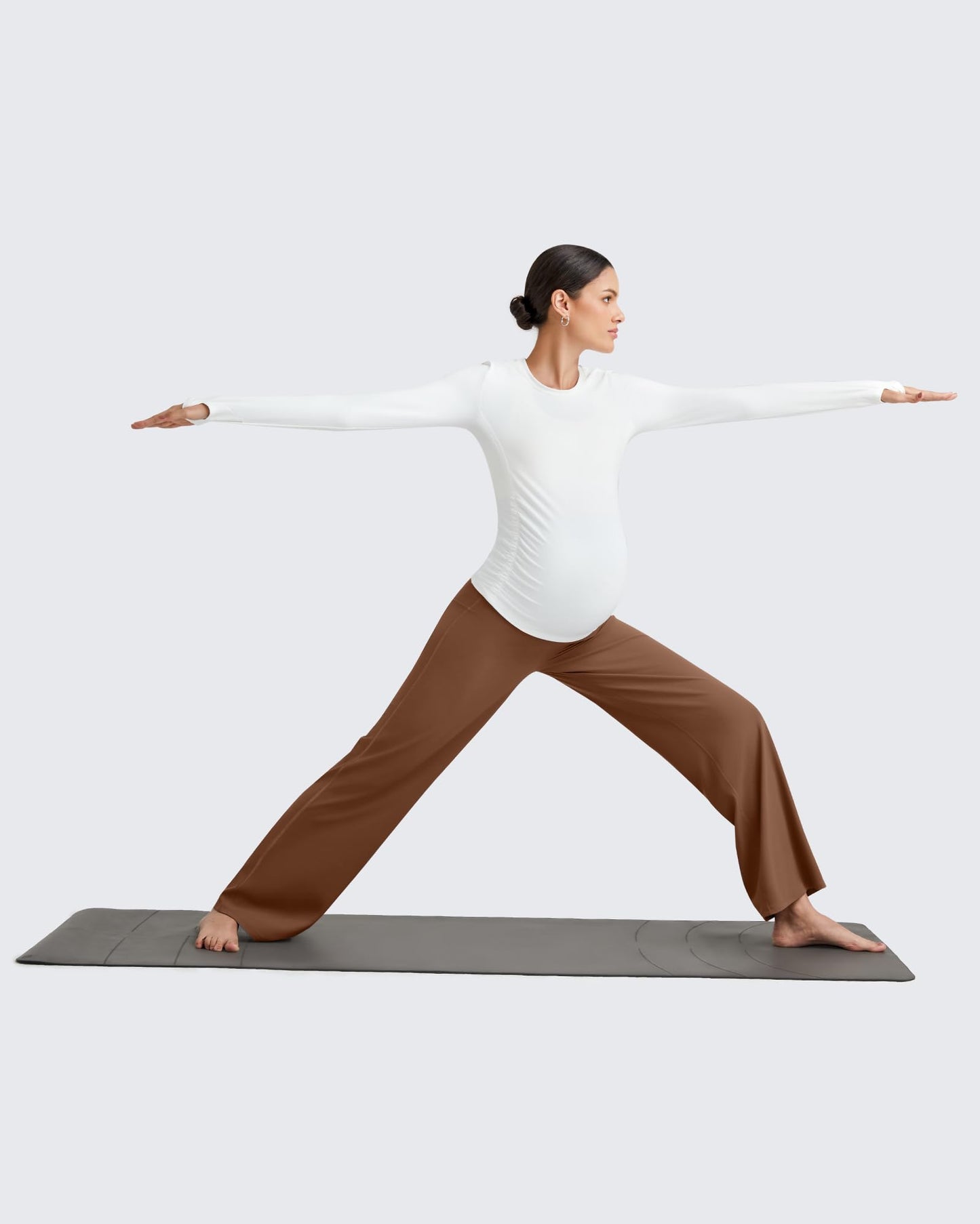 G4Free Woman Maternity Pants Yoga Wide Leg Sweatpants High Waist Trousers Fall Pregnancy Clothes Over The Belly Casual Wear(Dark Coffee,XS,34")