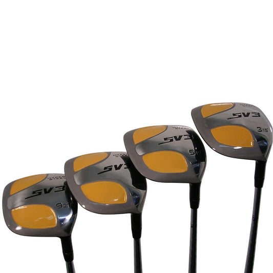 XL Big & Tall Senior Men's (+2" Longer Than Standard Length) SV3 Yellow Square Fairway 3 5 7 9 Wood Set Golf Clubs, Right Handed Senior Flex with Men's Senior Size Black Pro Velvet Grips