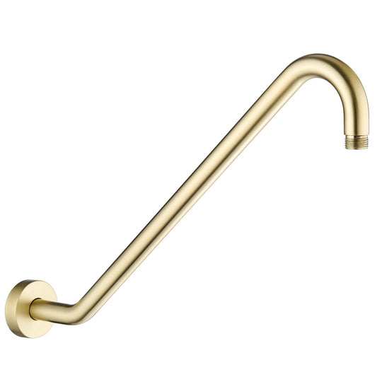 Shower Extension Arm with Flange Uvish 17" Shower Head Riser Pipe, Stainless Steel High Rise Long Neck Shower Head Arm Extender Arm for Rain Shower Head, Standard 1/2" Connection, Brushed Gold