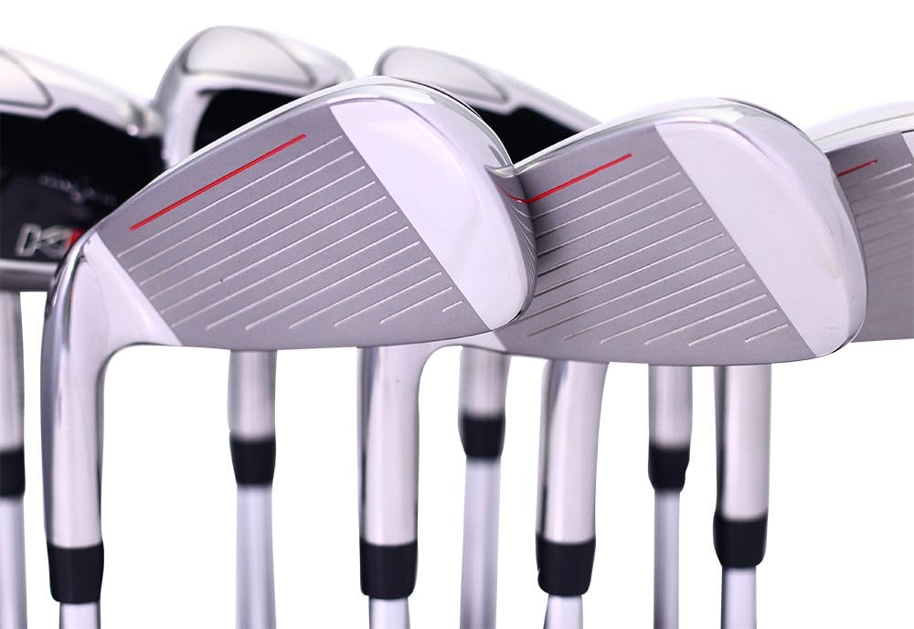 Majek K6 Iron Set +2 inch Over XL Big & Tall Men's 8-Piece Set (4-PW, SW) Right Handed Steel Shaft Regular Flex R Flex Club (Tall 6'3"+/+2" Over) with Midsize Black Pro Velvet Grip