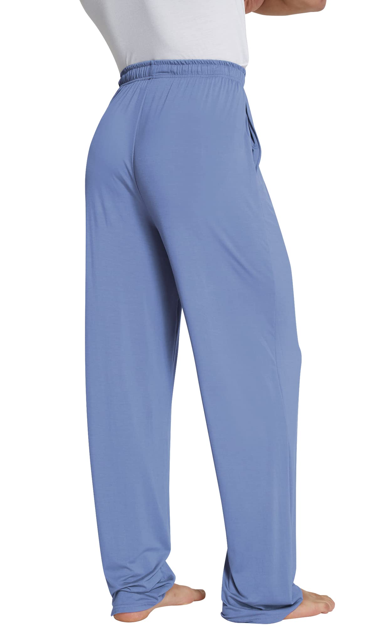 WiWi Bamboo Viscose Pajama Pants for Men Tall Sleep Bottoms Big Warm Long Pj Lightweight Lounge Sweatpants S-XXL, Fog Blue, Small