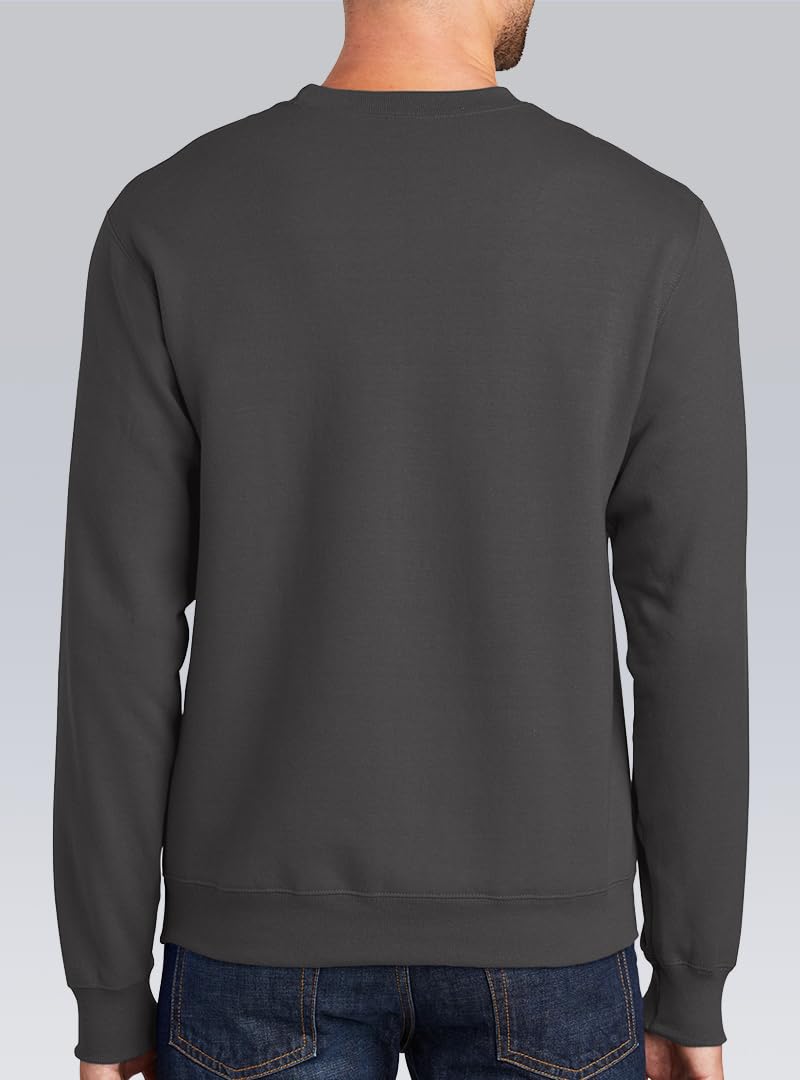 JustBlanks Fleece Sweatshirt for Men Tall Men’s Sweatshirt Crewneck Sweatshirt Relaxed-Fit Pullover Sweatshirt - Charcoal - 3XLT