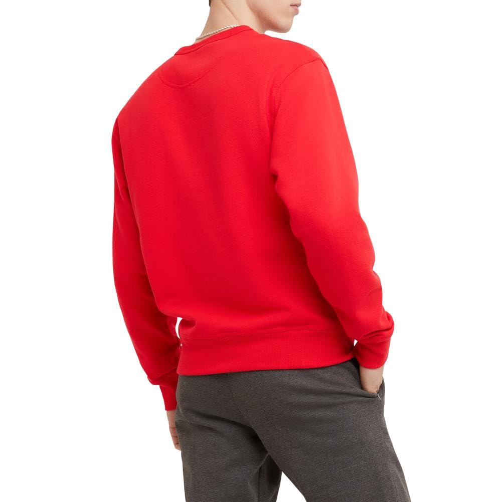 Champion Men's Crewneck Fleece Sweatshirt, Standard Fit, Midweight, Available in Regular and Big, Team Red Scarlet-C Logo, 3X-Large Tall