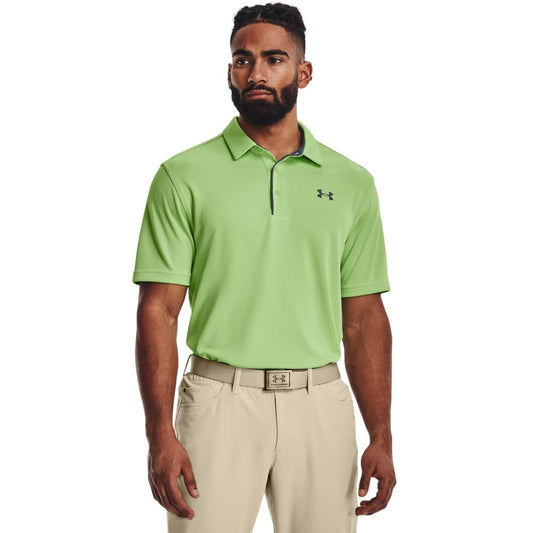 Under Armour Men's Tech Golf Polo, (334) Key Lime/Pitch Gray/Pitch Gray, Small Tall