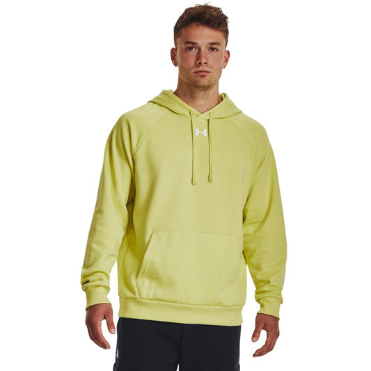 Under Armour Men's Rival Fleece Hoodie, (743) Lime Yellow / / White, X-Large Tall