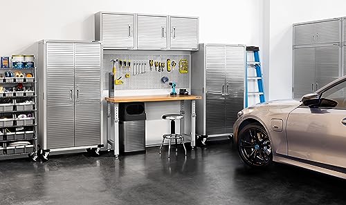 Seville Classics UltraHD Heavy Duty Workbench Table w/Solid Wood Top, 1000 lbs. Weight Capacity Workstation for Garage, Warehouse, Workshop, Granite, 60" W x 24" D x 28.5" to 42" H Desktop