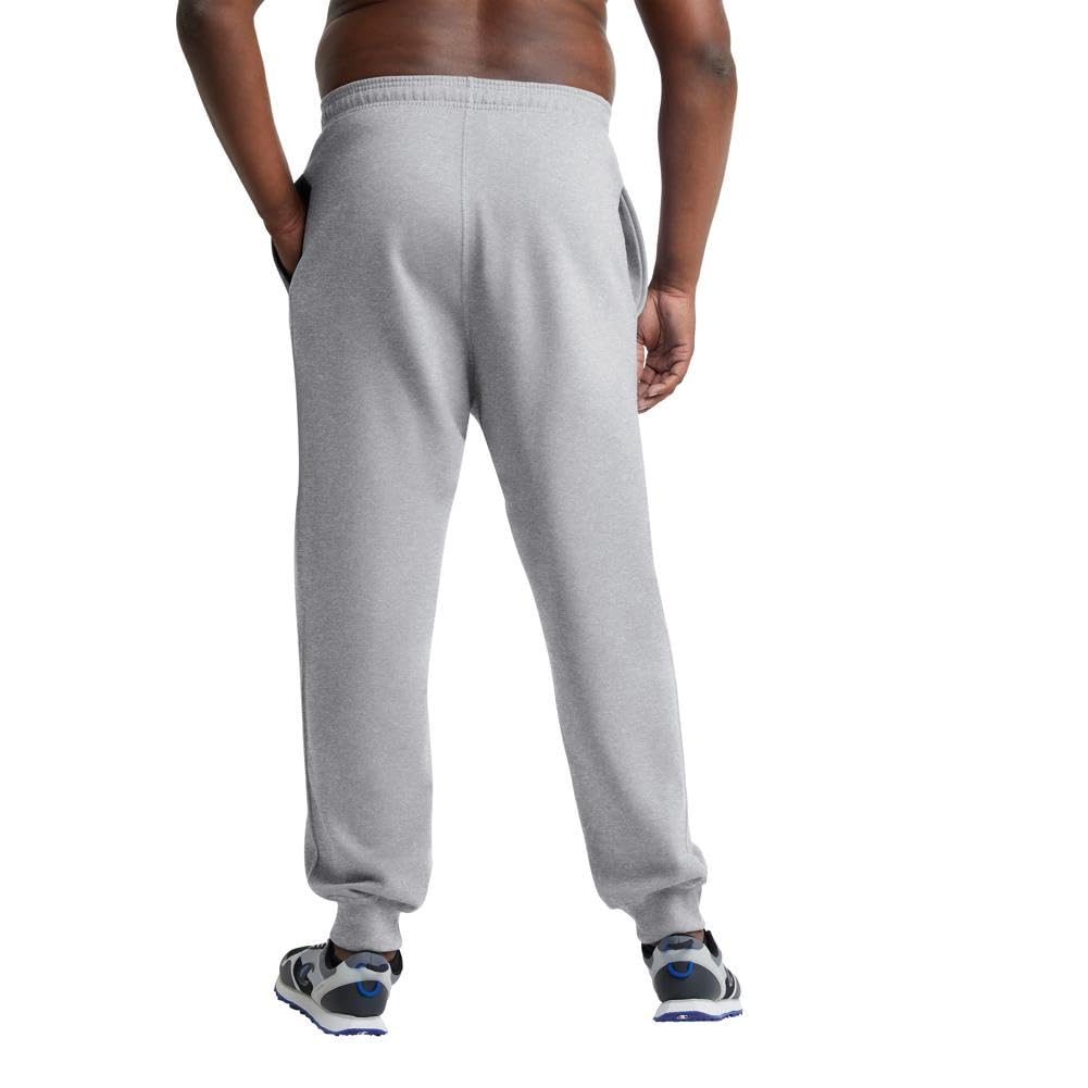 Champion Men's Fleece Joggers, Sweatpants, Standard Fit, Midweight, C, Available in Regular and Big, Oxford Gray-Classic Script Logo, 3X-Large Tall