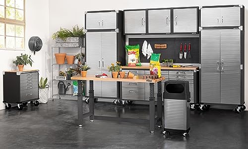 Seville Classics UltraHD Heavy Duty Workbench Table w/Solid Wood Top, 1000 lbs. Weight Capacity Workstation for Garage, Warehouse, Workshop, Granite, 60" W x 24" D x 28.5" to 42" H Desktop