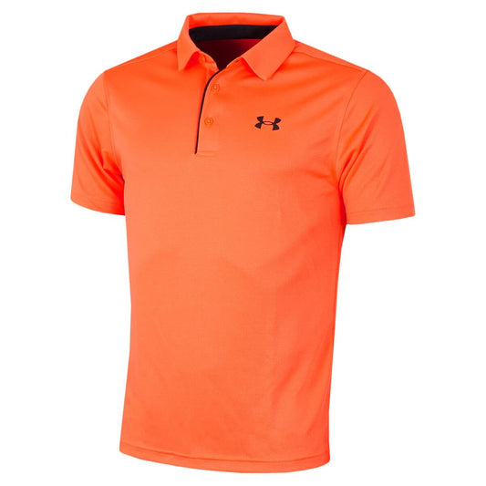 Under Armour Men's Tech Golf Polo, (866) Orange Blast / / Black, Small Tall