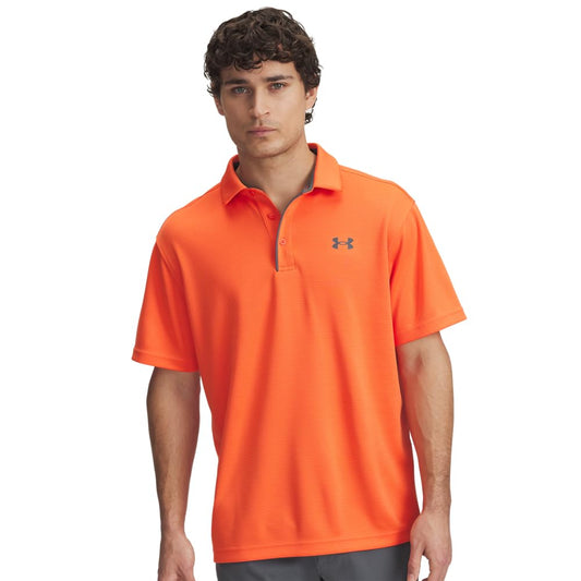Under Armour Men's Tech Golf Polo, (847) Fire / / Pitch Gray, X-Large Tall