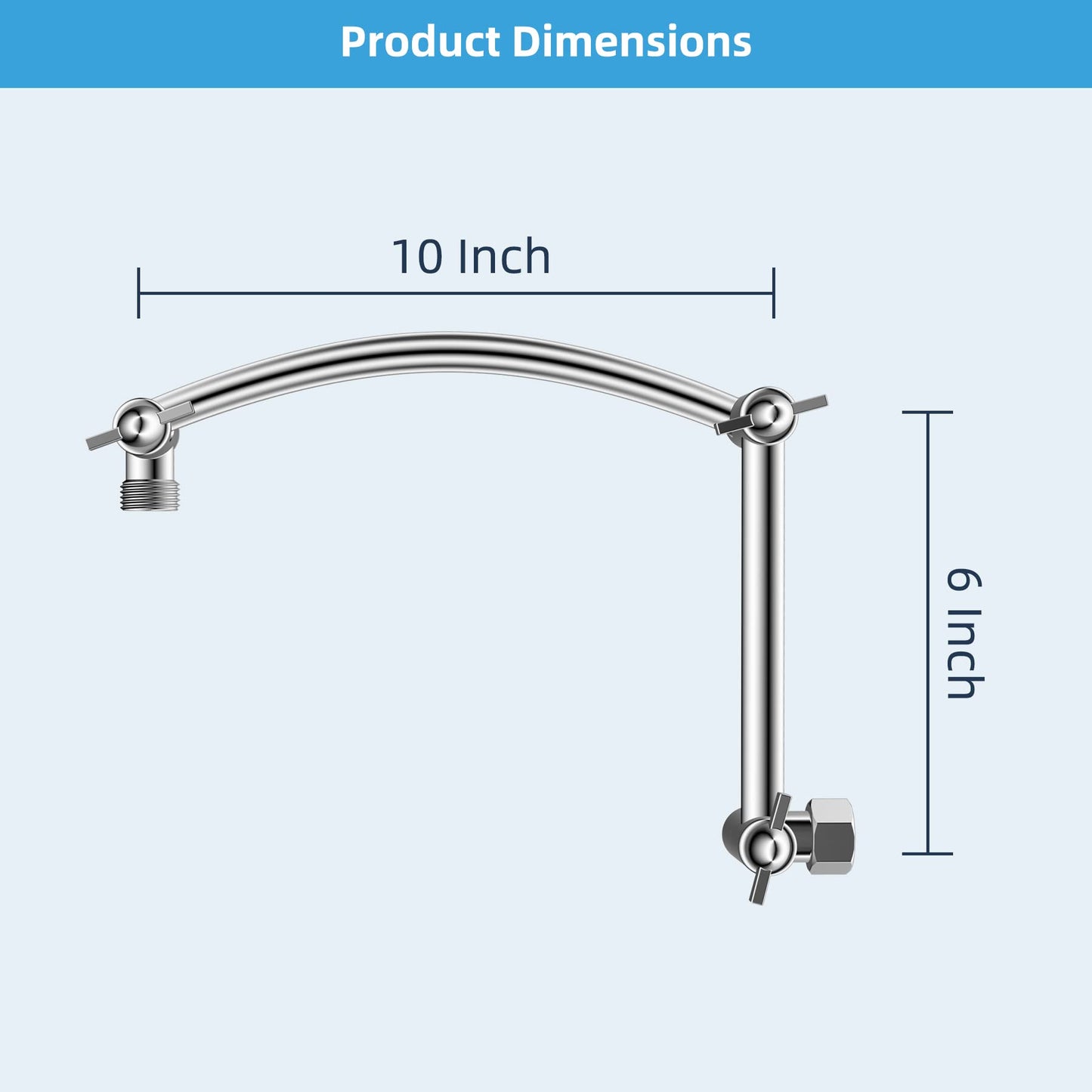 Hibbent All Metal 16'' Shower Head Extension Arm Solid Brass Flexible Height & Angle Adjustable Shower Arm Extender with Lock Joint, Universal Connection Stainless Steel Pipe Height Extending, Chrome